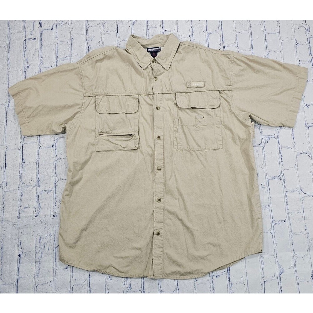 Reel Legends Utility Pockets Vented Short Sleeve Fishing Shirt MENS SIZE XL
